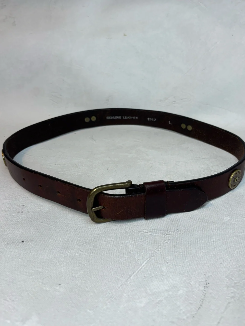 Ducks Unlimited Boys Brown Leather Belt, Brass Shotgun Shell Accent